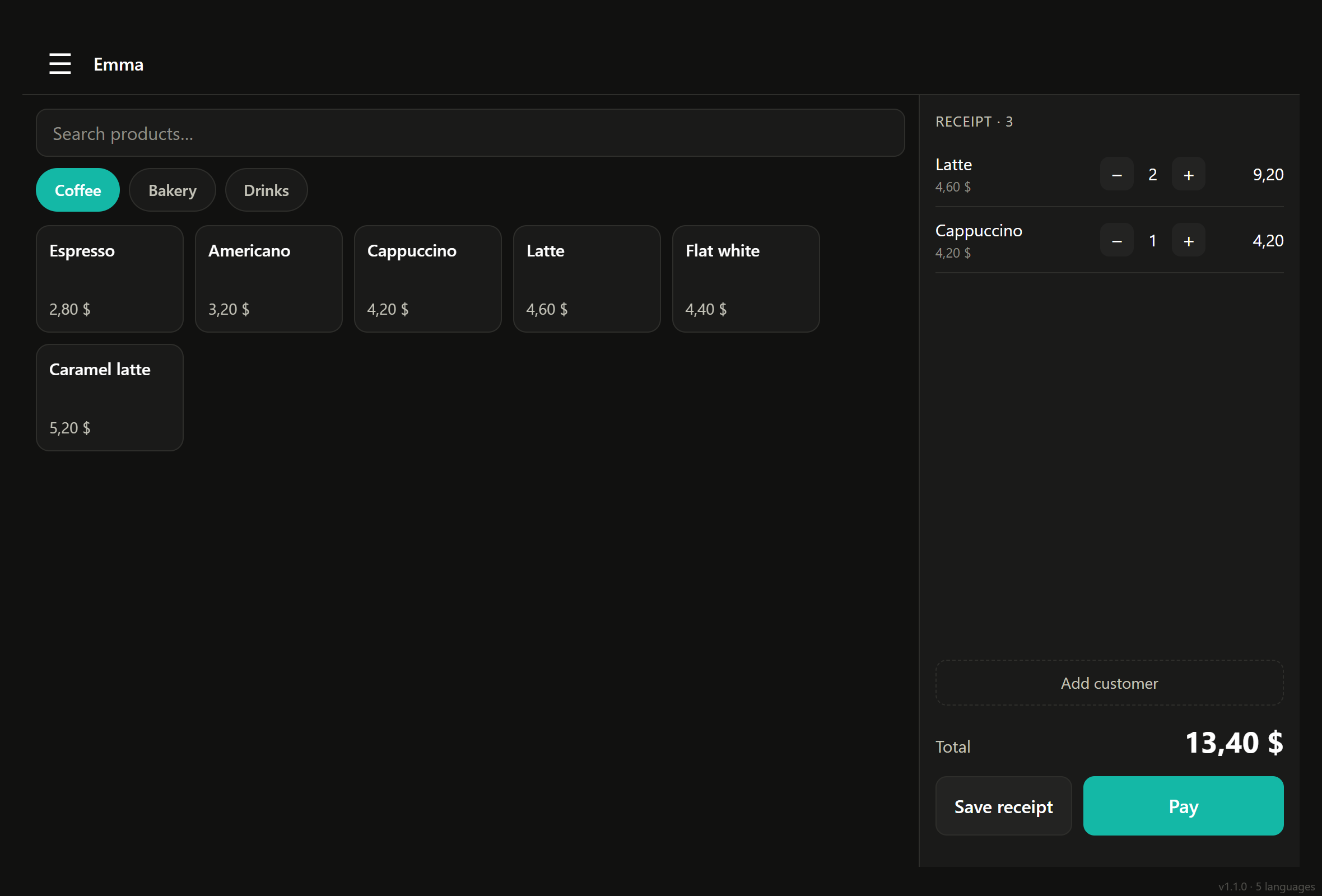 Sales screen